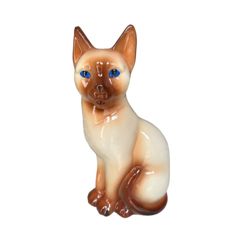 Vintage MCM Large Ceramic Siamese Cat Figurine 11.5” Tall